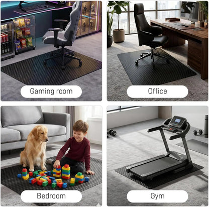 36" x 48" Heavy-Duty Office Chair Mat for Low-Pile Carpets - Textured Waterproof Floor Protector for Home Office and Gaming - Black