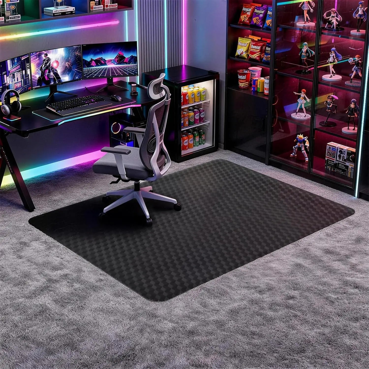 36" x 48" Heavy-Duty Office Chair Mat for Low-Pile Carpets - Textured Waterproof Floor Protector for Home Office and Gaming - Black