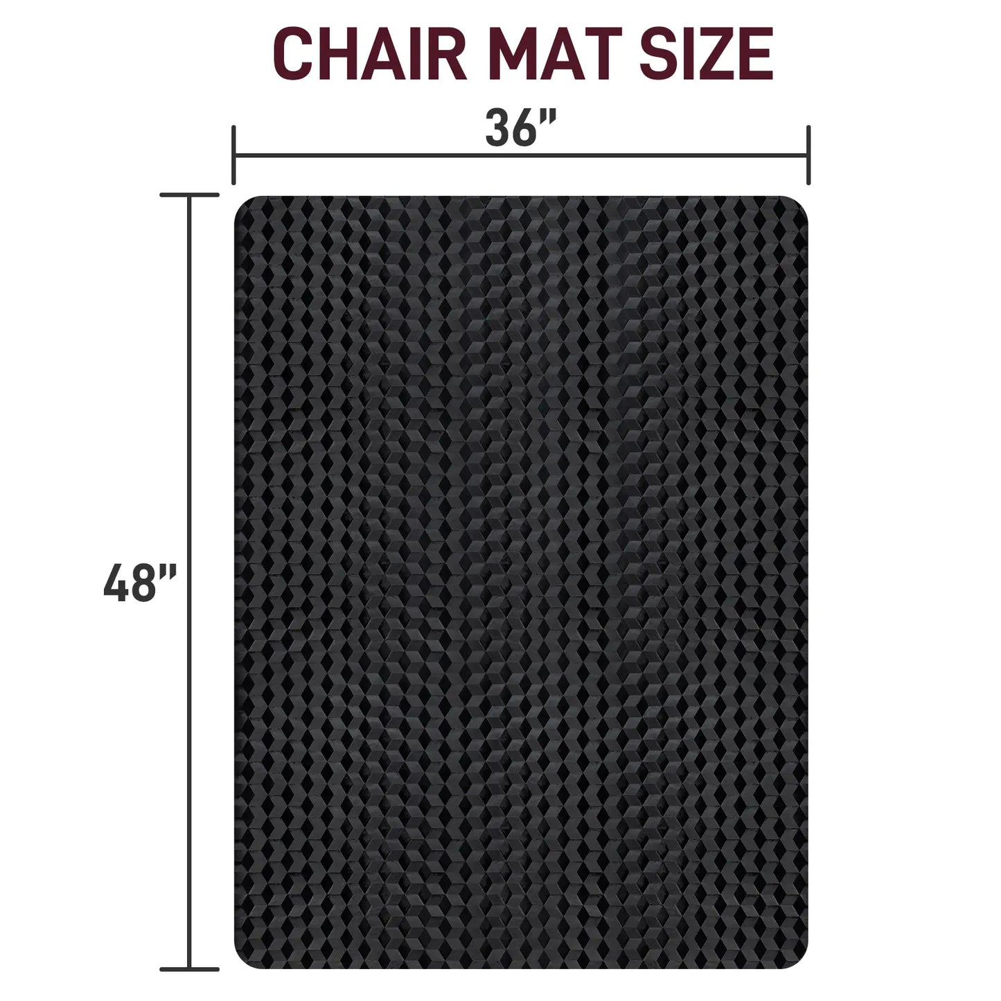 36" x 48" Heavy-Duty Office Chair Mat for Low-Pile Carpets - Textured Waterproof Floor Protector for Home Office and Gaming - Black