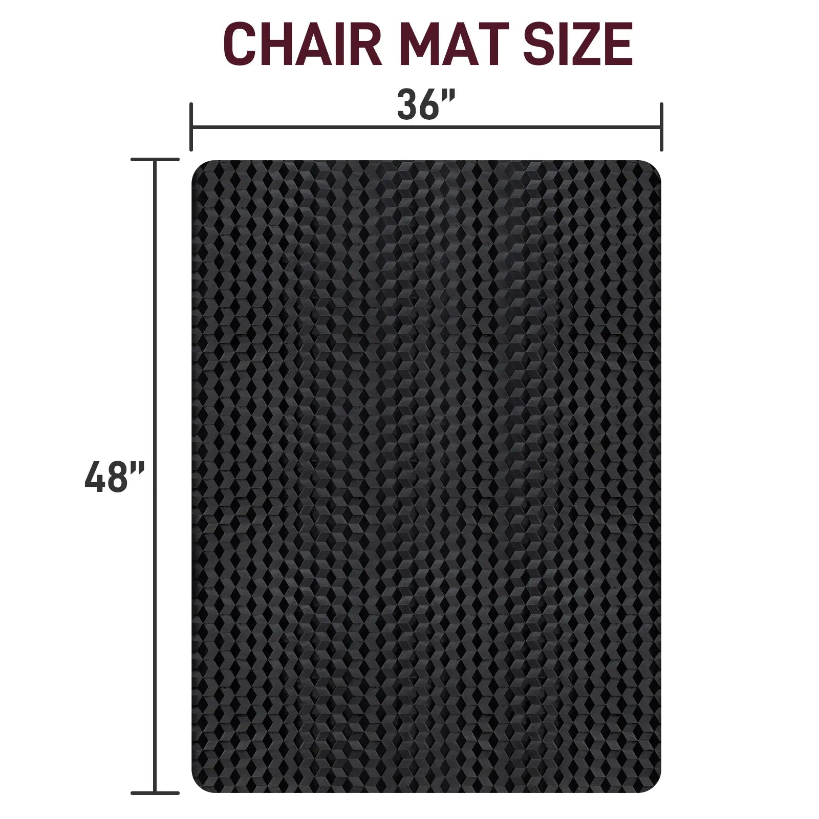 36" x 48" Heavy-Duty Office Chair Mat for Low-Pile Carpets - Textured Waterproof Floor Protector for Home Office and Gaming - Black