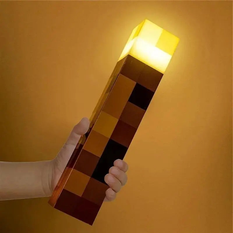 Minecraft Brownstone Torch LED Lamp - Touch-Activated, USB Rechargeable Night Light for Kids - Durable Design for Holiday Gifting and Smartphone Charging