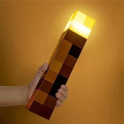 Minecraft Brownstone Torch LED Lamp - Touch-Activated, USB Rechargeable Night Light for Kids - Durable Design for Holiday Gifting and Smartphone Charging