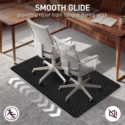 36" x 48" Heavy-Duty Office Chair Mat for Low-Pile Carpets - Textured Waterproof Floor Protector for Home Office and Gaming - Black