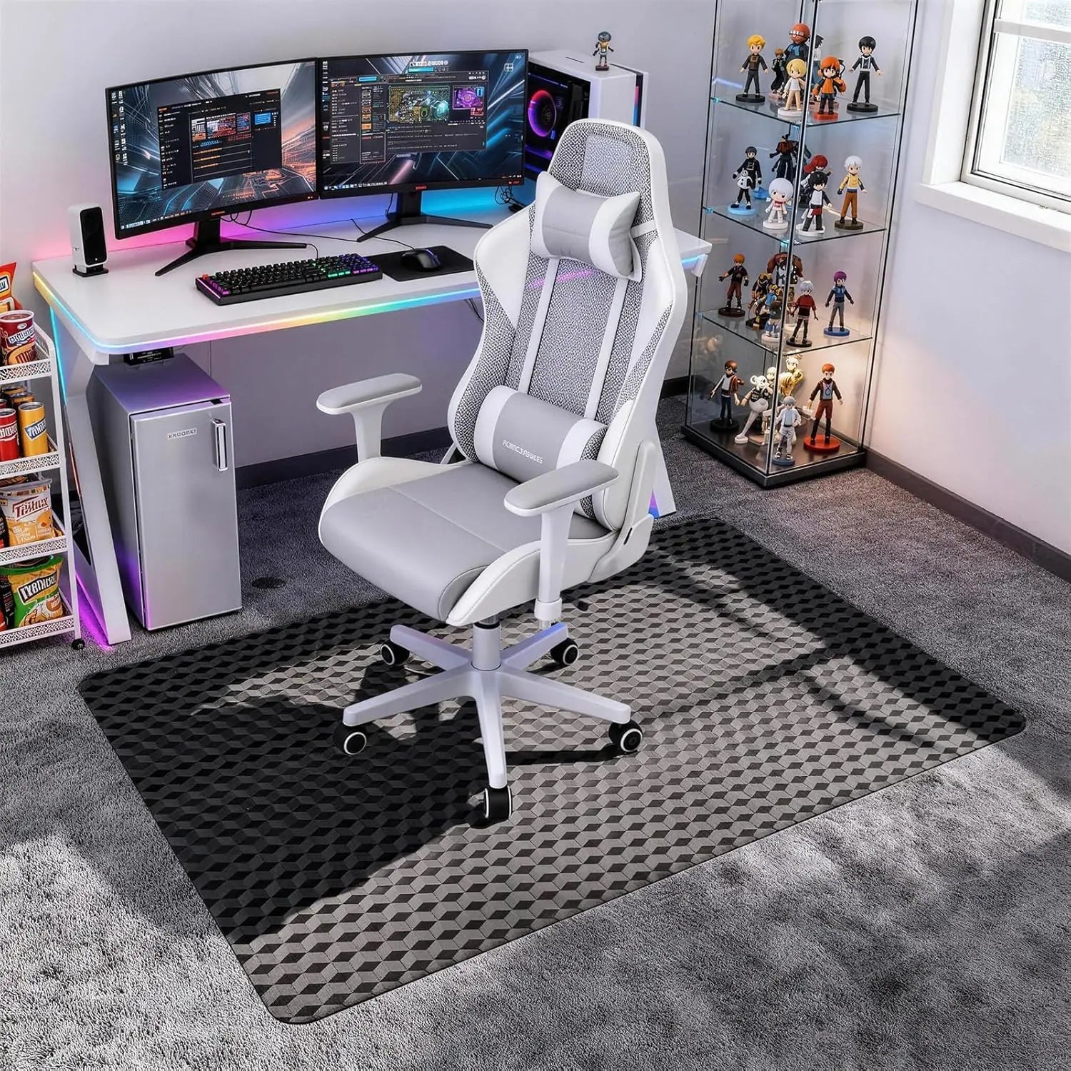 36" x 48" Heavy-Duty Office Chair Mat for Low-Pile Carpets - Textured Waterproof Floor Protector for Home Office and Gaming - Black