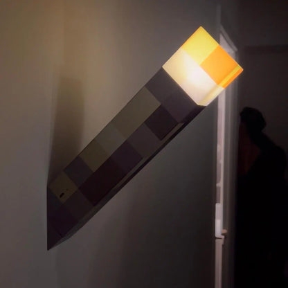 Minecraft Brownstone Torch LED Lamp - Touch-Activated, USB Rechargeable Night Light for Kids - Durable Design for Holiday Gifting and Smartphone Charging