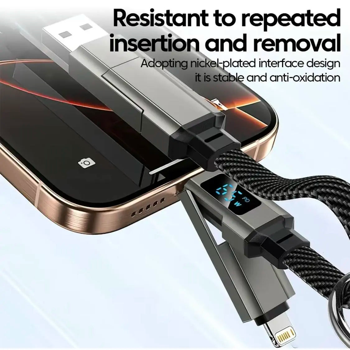 65W 4-in-1 Magnetic Charging Keychain Data Cable - Compact UK Plug Mobile Charger with Fast Charging, No Battery Required, Compatible with Digital Screens for Travel