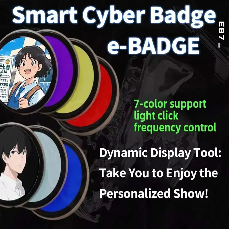 Smart Electronic Anime Badge with IPS Touch Screen, GIF Video Display, and Bluetooth Control