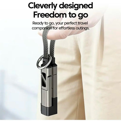 65W 4-in-1 Magnetic Charging Keychain Data Cable - Compact UK Plug Mobile Charger with Fast Charging, No Battery Required, Compatible with Digital Screens for Travel