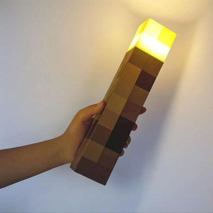 Minecraft Brownstone Torch LED Lamp - Touch-Activated, USB Rechargeable Night Light for Kids - Durable Design for Holiday Gifting and Smartphone Charging