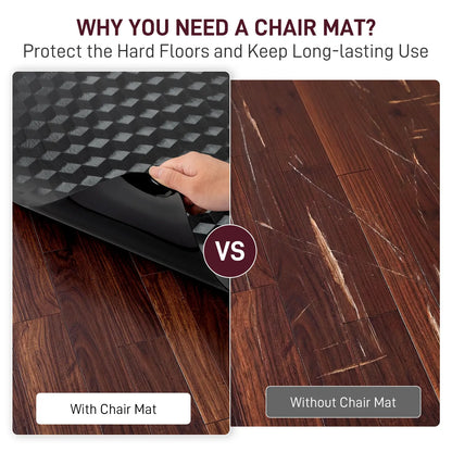 36" x 48" Heavy-Duty Office Chair Mat for Low-Pile Carpets - Textured Waterproof Floor Protector for Home Office and Gaming - Black