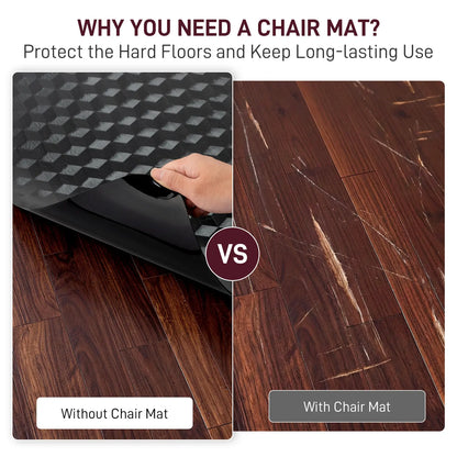 36" x 48" Heavy-Duty Office Chair Mat for Low-Pile Carpets - Textured Waterproof Floor Protector for Home Office and Gaming - Black