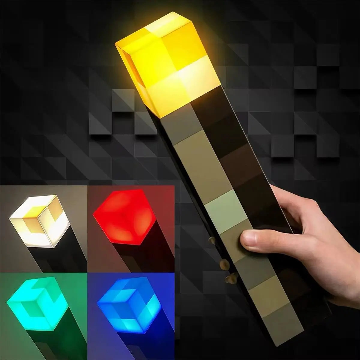 Minecraft Brownstone Torch LED Lamp - Touch-Activated, USB Rechargeable Night Light for Kids - Durable Design for Holiday Gifting and Smartphone Charging